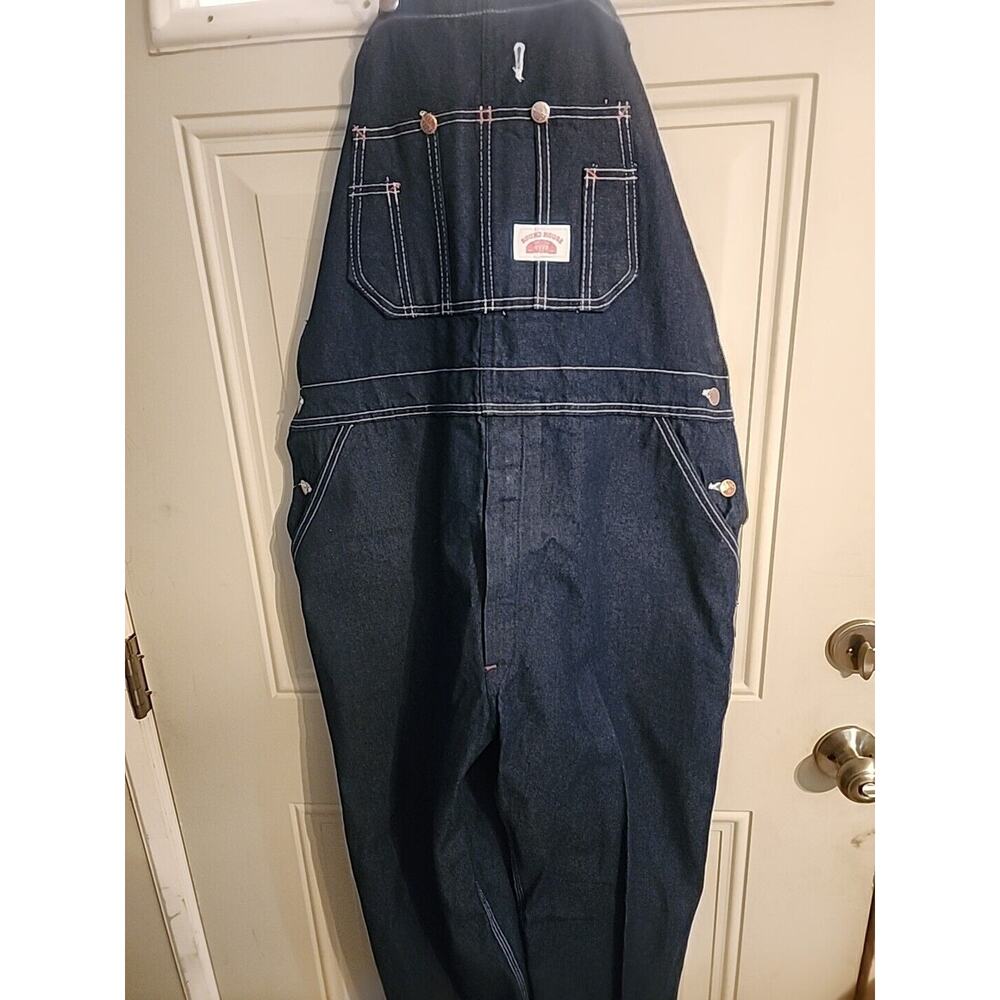 Round House Overall Bibs Mens 38x30 Blue USA Made Denim Ranch Chore Farm Garden